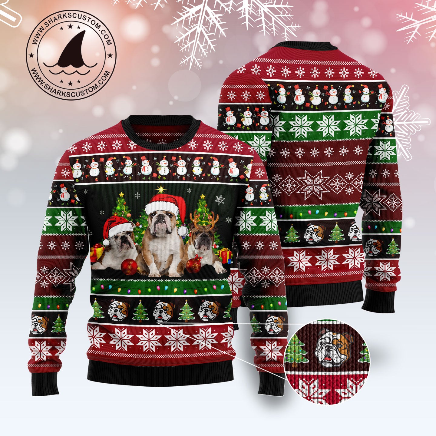 Bulldog Group Beauty TY0511 Ugly Christmas Sweater unisex womens & mens, couples matching, friends, funny family sweater gifts (plus size available)