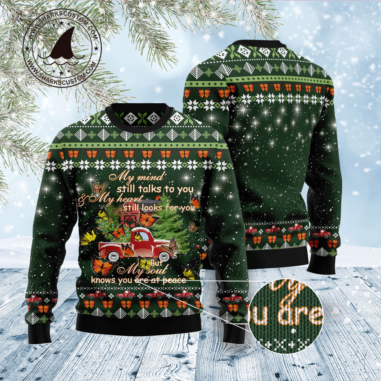 Butterfly Christmas Season My Mind D1011 Ugly Christmas Sweater