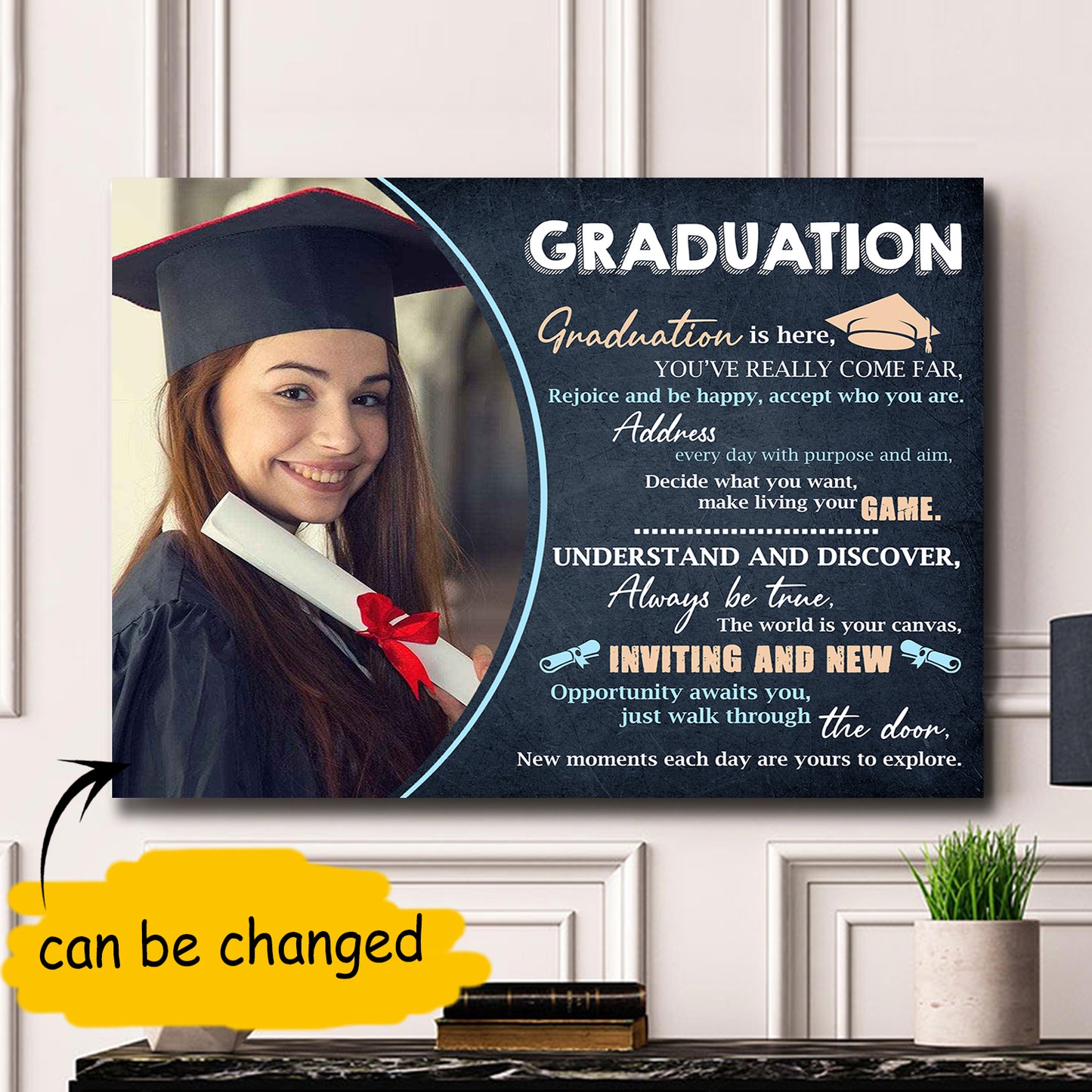 Custom Personalized Canvas print wall art graduation gifts for him & her, best college, high school grad presents for girls, boys, friends - Graduation HT310311 - PersonalizedWitch
