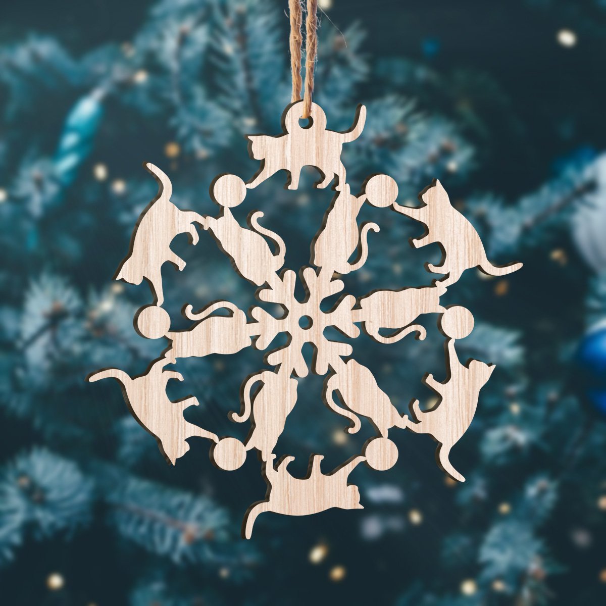 Cat Love Snowflake Personalizedwitch Wood Ornament