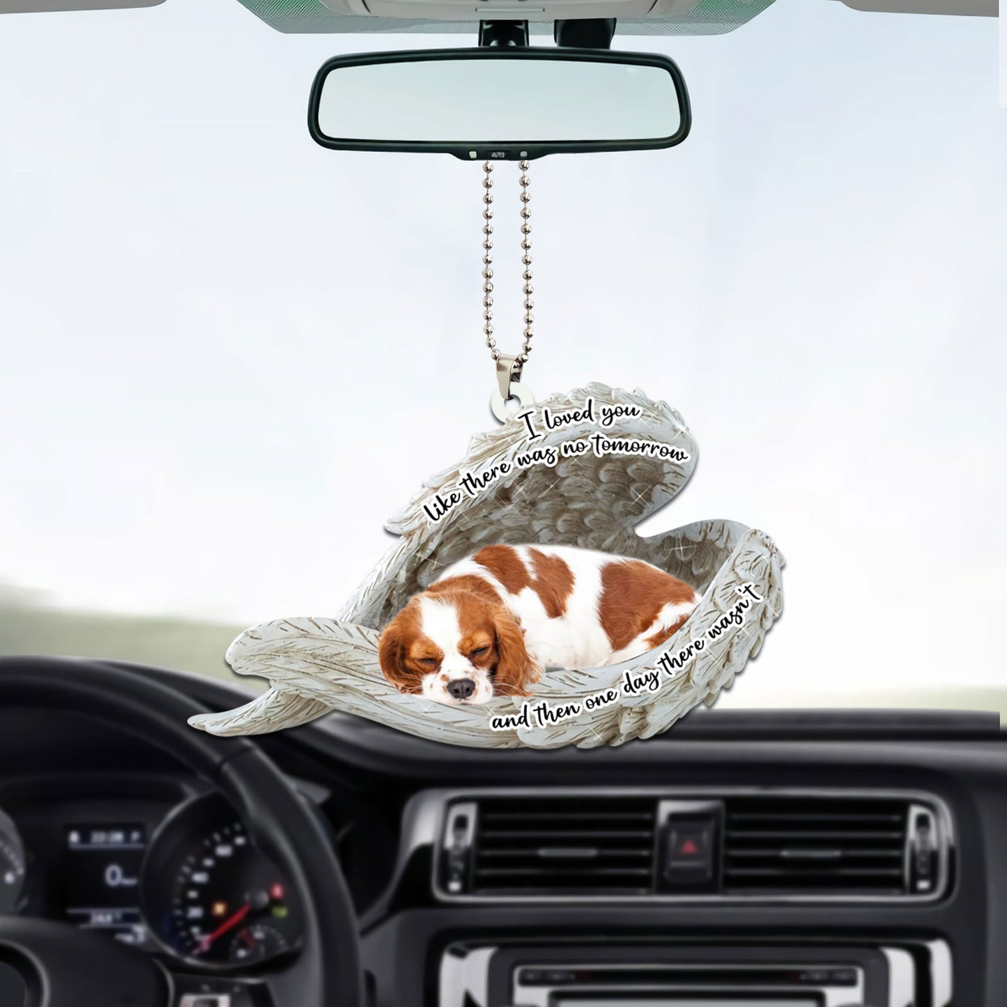 Cavalier King Charles Spaniel Sleeping Angel Personalizedwitch Flat Car Ornament