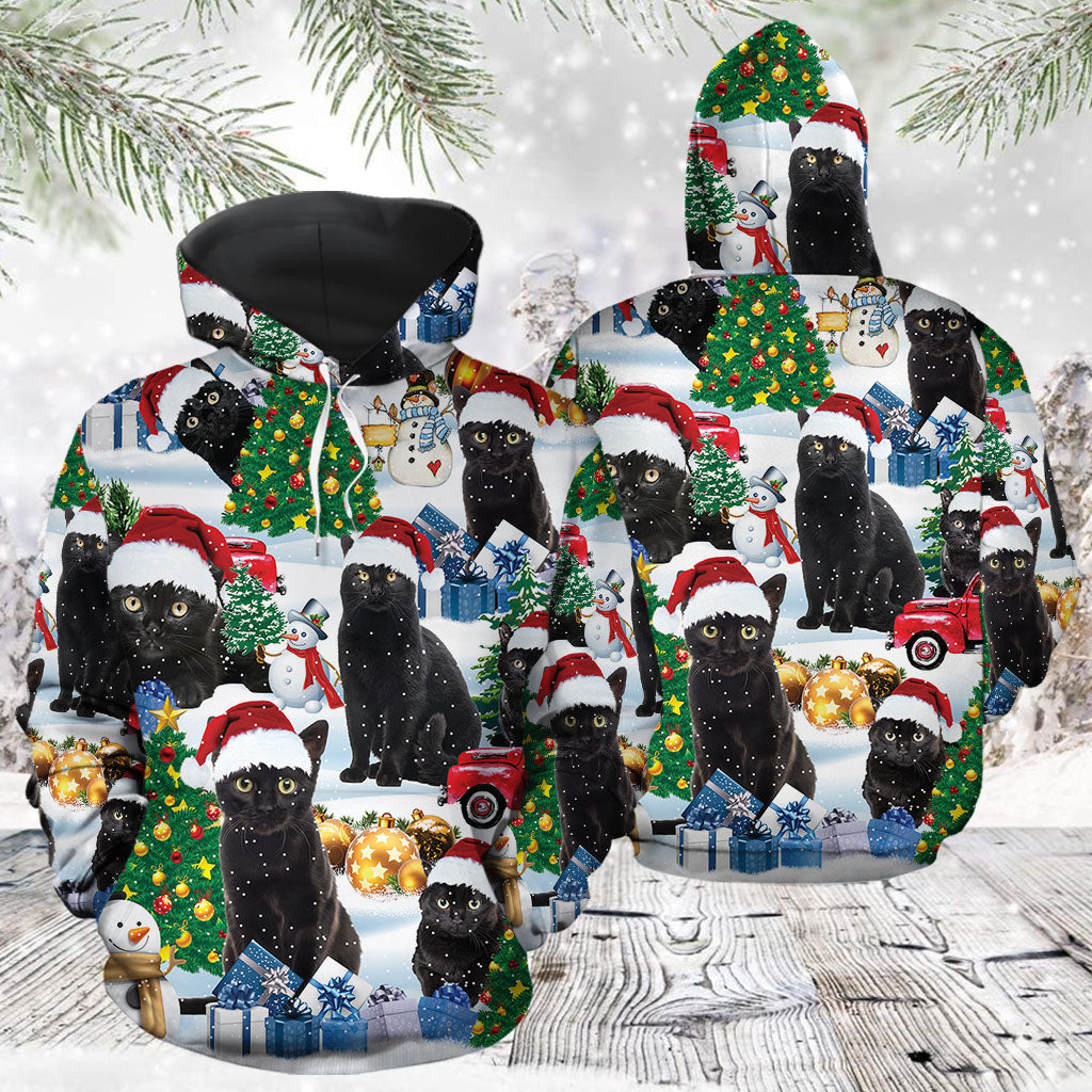 Christmas Black Cat TG51211 unisex womens & mens, couples matching, friends, cat lover, funny family sublimation 3D hoodie christmas holiday gifts (plus size available)