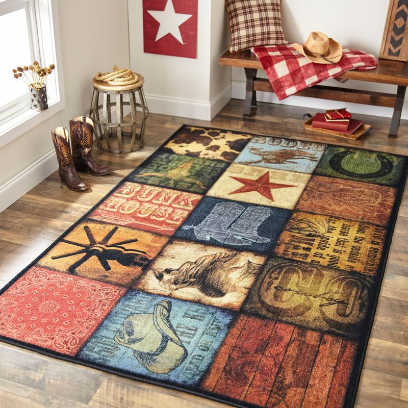 Cowboy Patches Rectangle Rug 11