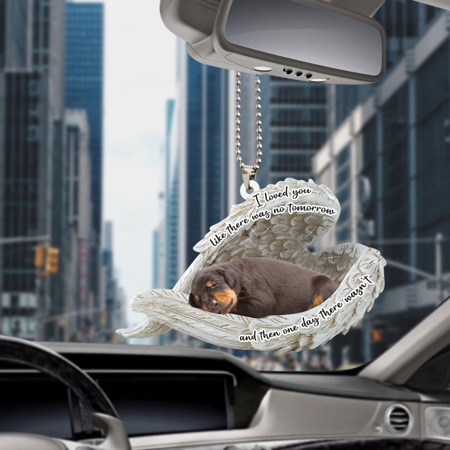 Doberman Pinscher Sleeping Angel Personalizedwitch Flat Car Ornament