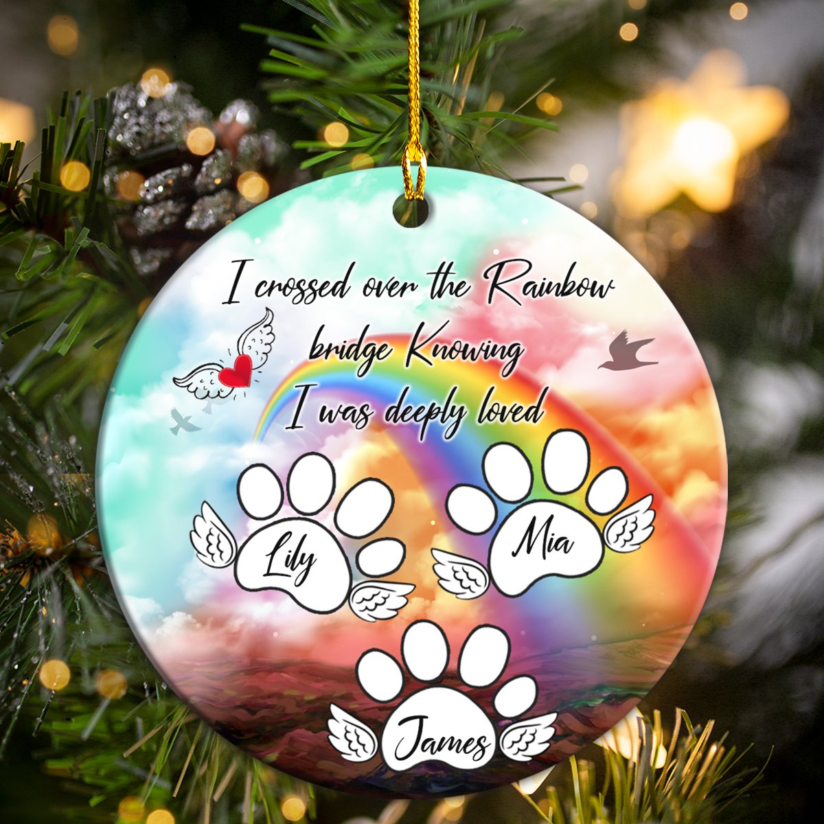 Dog Paws Rainbow Personalizedwitch Personalized Christmas Ornament