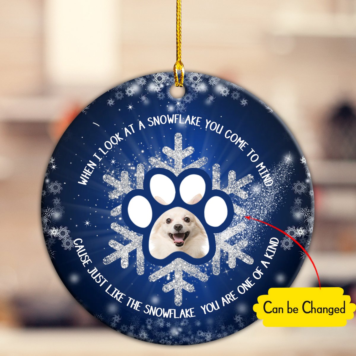Custom Image You Are One Of A Kind Paw Snowflake Personalizedwitch Personalized Christmas Ornament