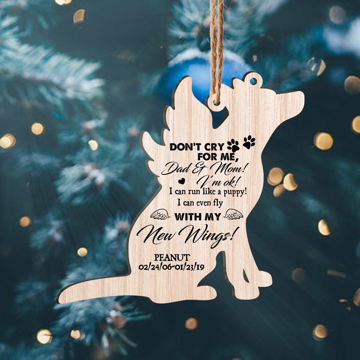 Don't Cry For Me Mom And Dad Custom Pet Names Personalizedwitch Personalized Layered Wood Memorial Christmas Ornament