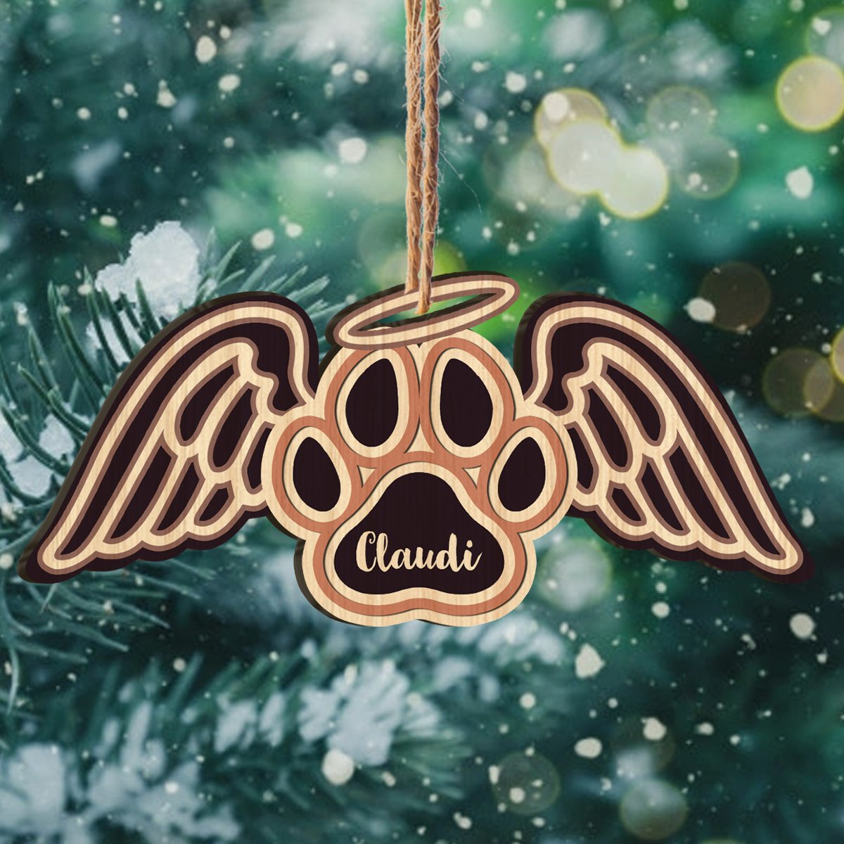 Dog Wings Angel Memorial Personalizedwitch Personalized Printed Wood Christmas Ornament
