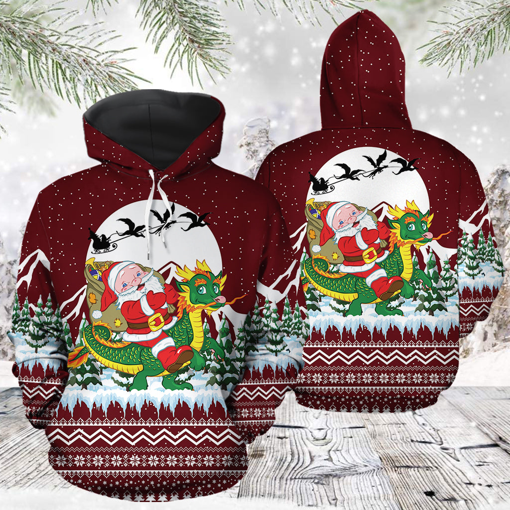 Dragon Santa Clause TG5124 unisex womens & mens, couples matching, friends, dragon lover, funny family sublimation 3D hoodie christmas holiday gifts (plus size available)