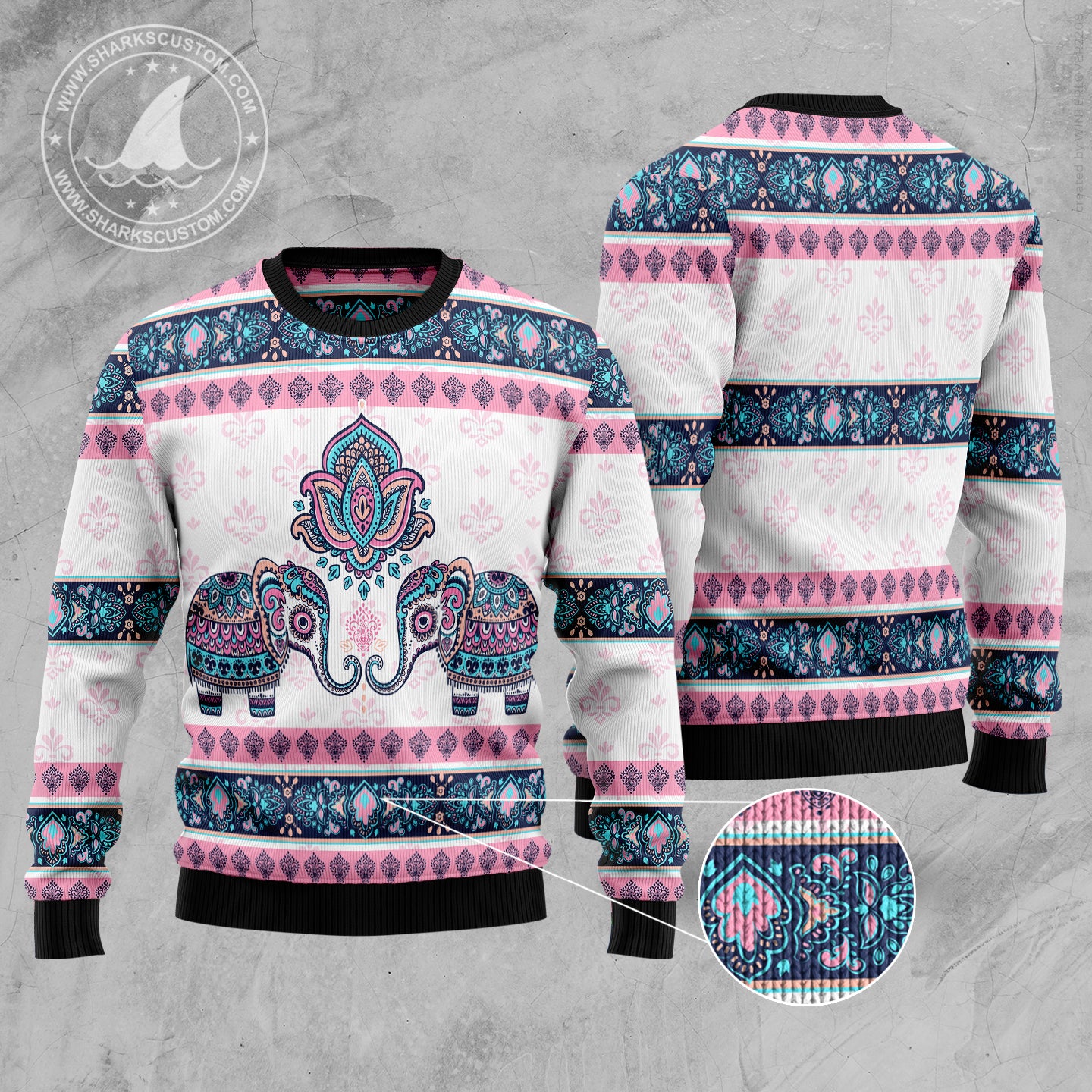 Elephant Mandala G5115 Ugly Christmas Sweater