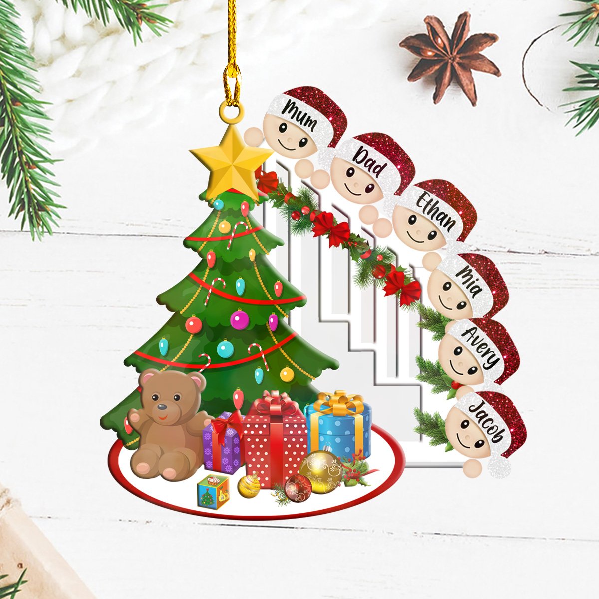 Custom Family Member Names Christmas Tree Gifts Personalizedwitch Personalized Ornament