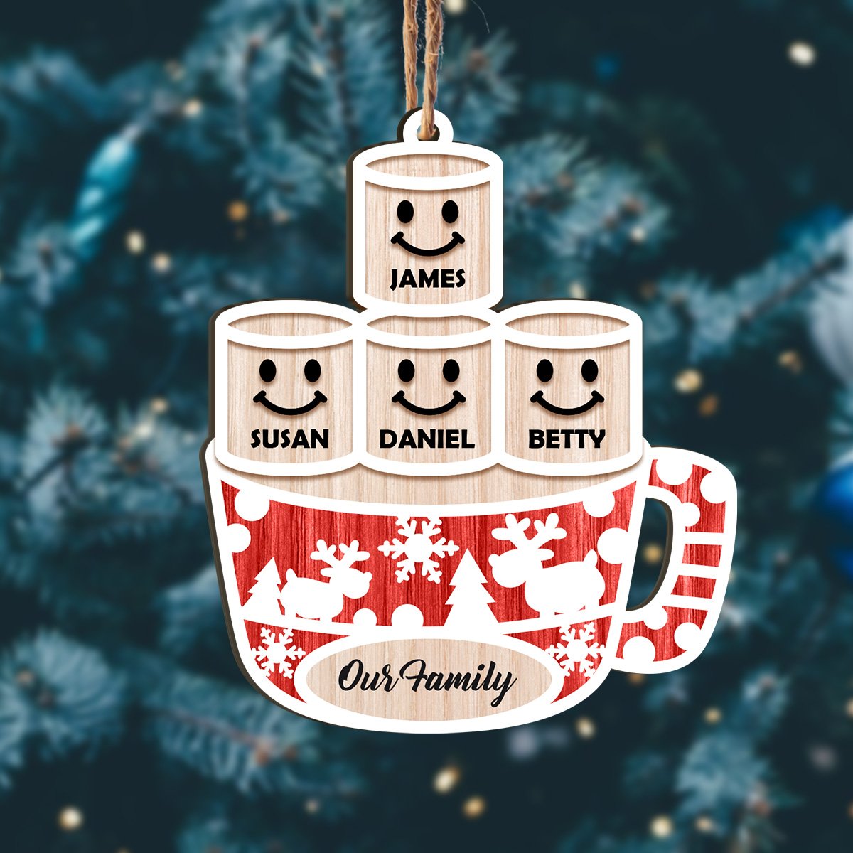 Sweet Family Cup Personalizedwitch Christmas Personalized Printed Wood Ornament