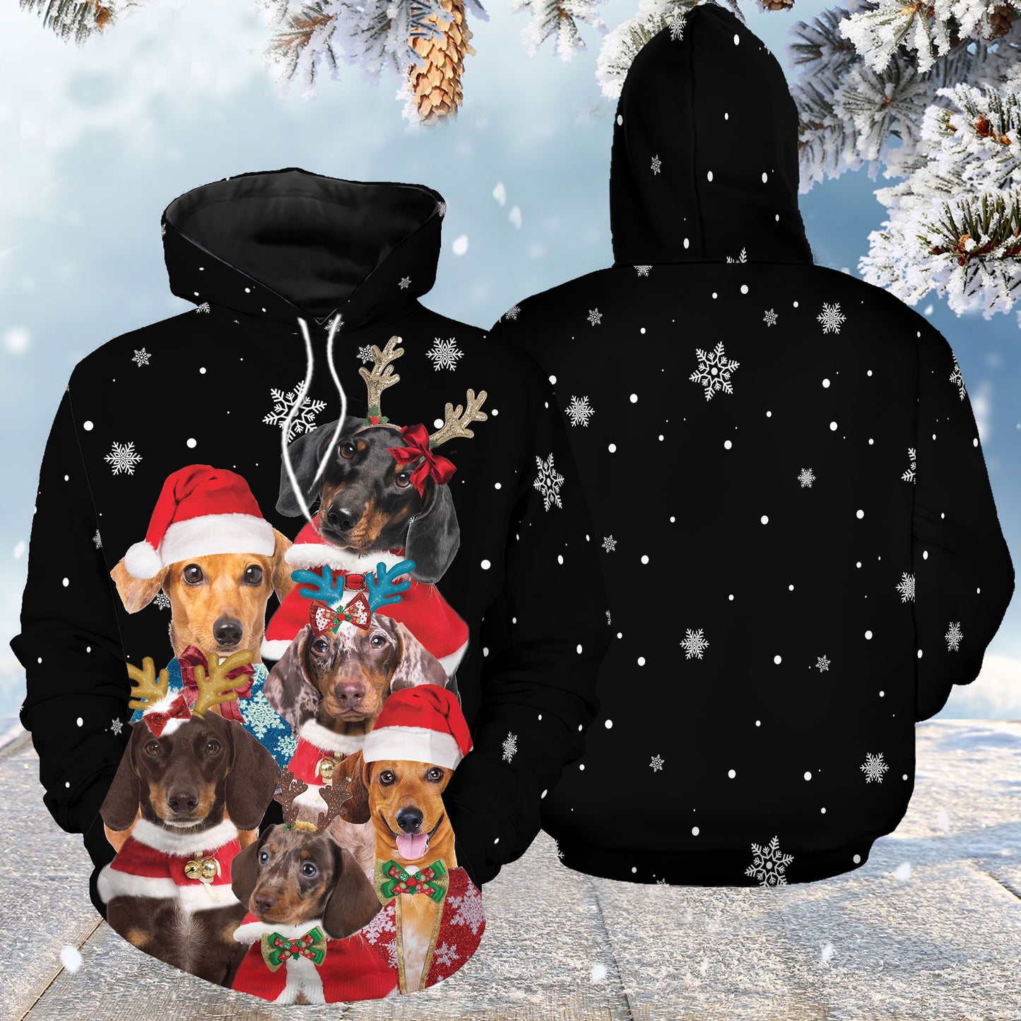 Dachshund Hello Christmas G5122 unisex womens & mens, couples matching, friends, dachshund lover, dog lover, funny family sublimation 3D hoodie christmas holiday gifts (plus size available)