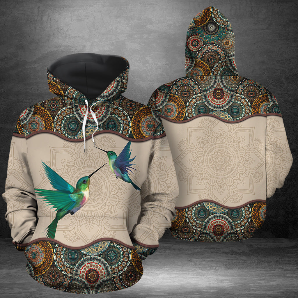 Glowing Hummingbird Mandala G5124 unisex womens & mens, couples matching, friends, hummingbird lover, funny family sublimation 3D hoodie christmas holiday gifts (plus size available)