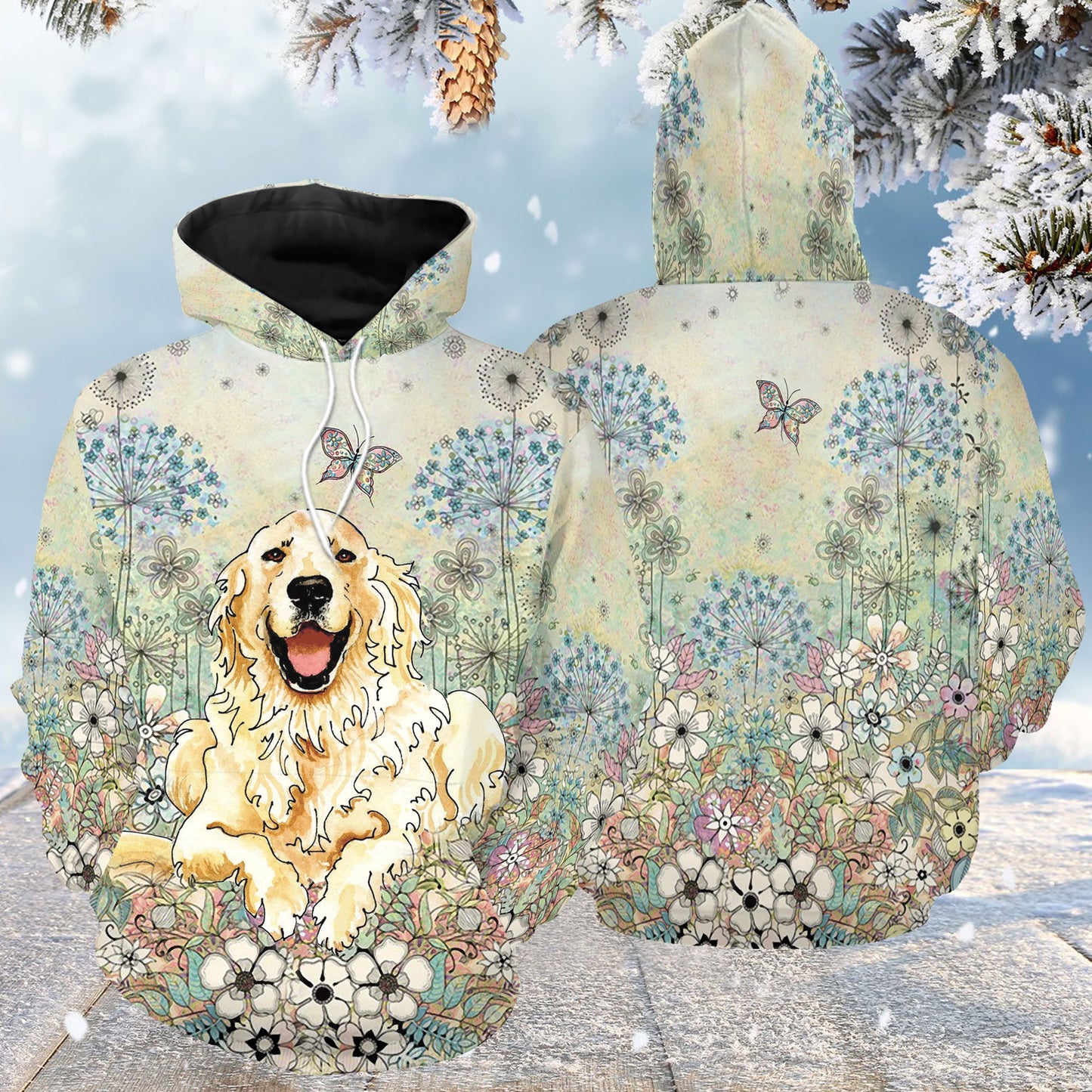 Golden Retriever Flower G5127 unisex womens & mens, couples matching, friends, dog lover, funny family sublimation 3D hoodie christmas holiday gifts (plus size available)