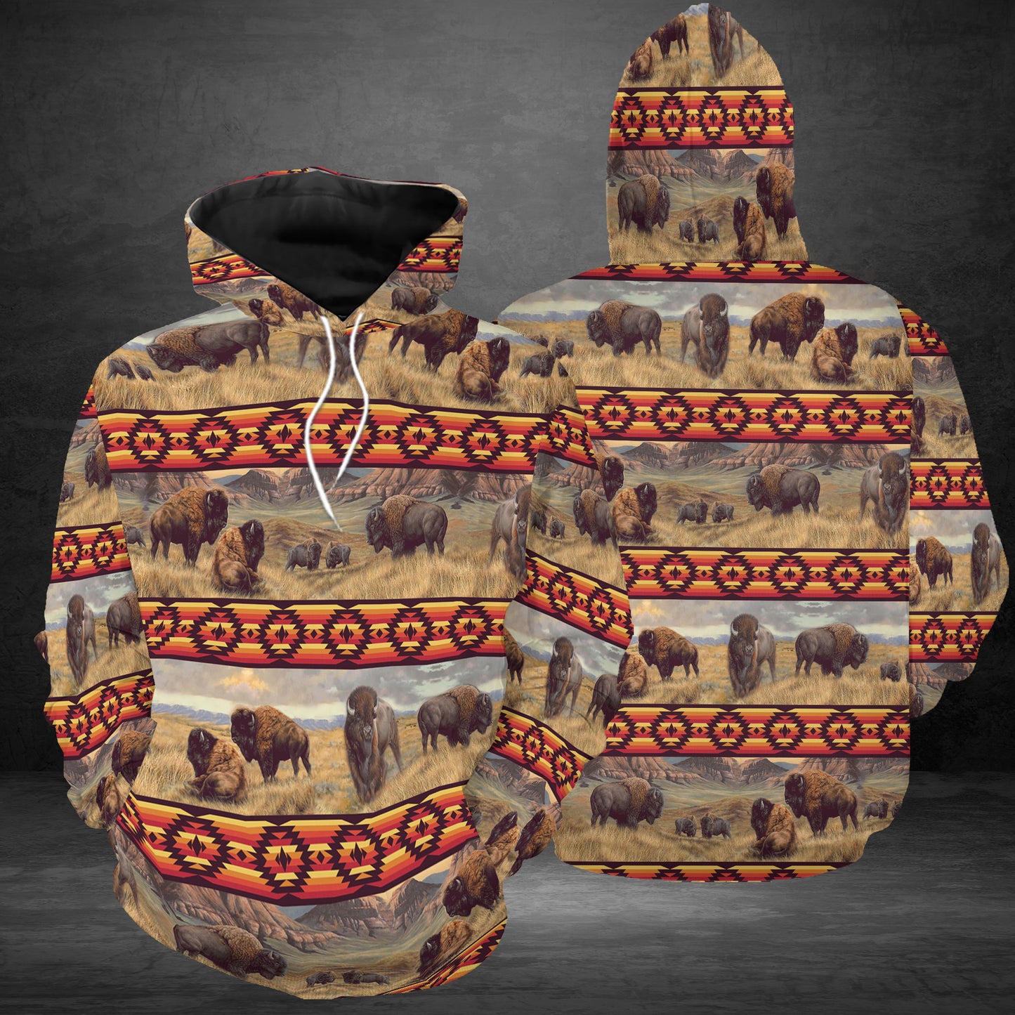 Native American Pattern Bison G51111 - All Over Print Unisex Hoodie