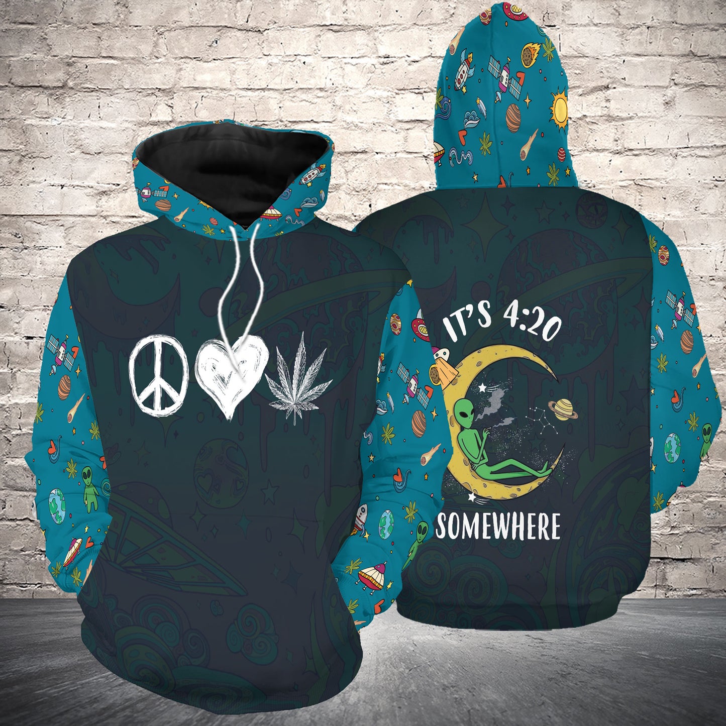 Peace Love Weed G51119 - All Over Print Unisex Hoodie