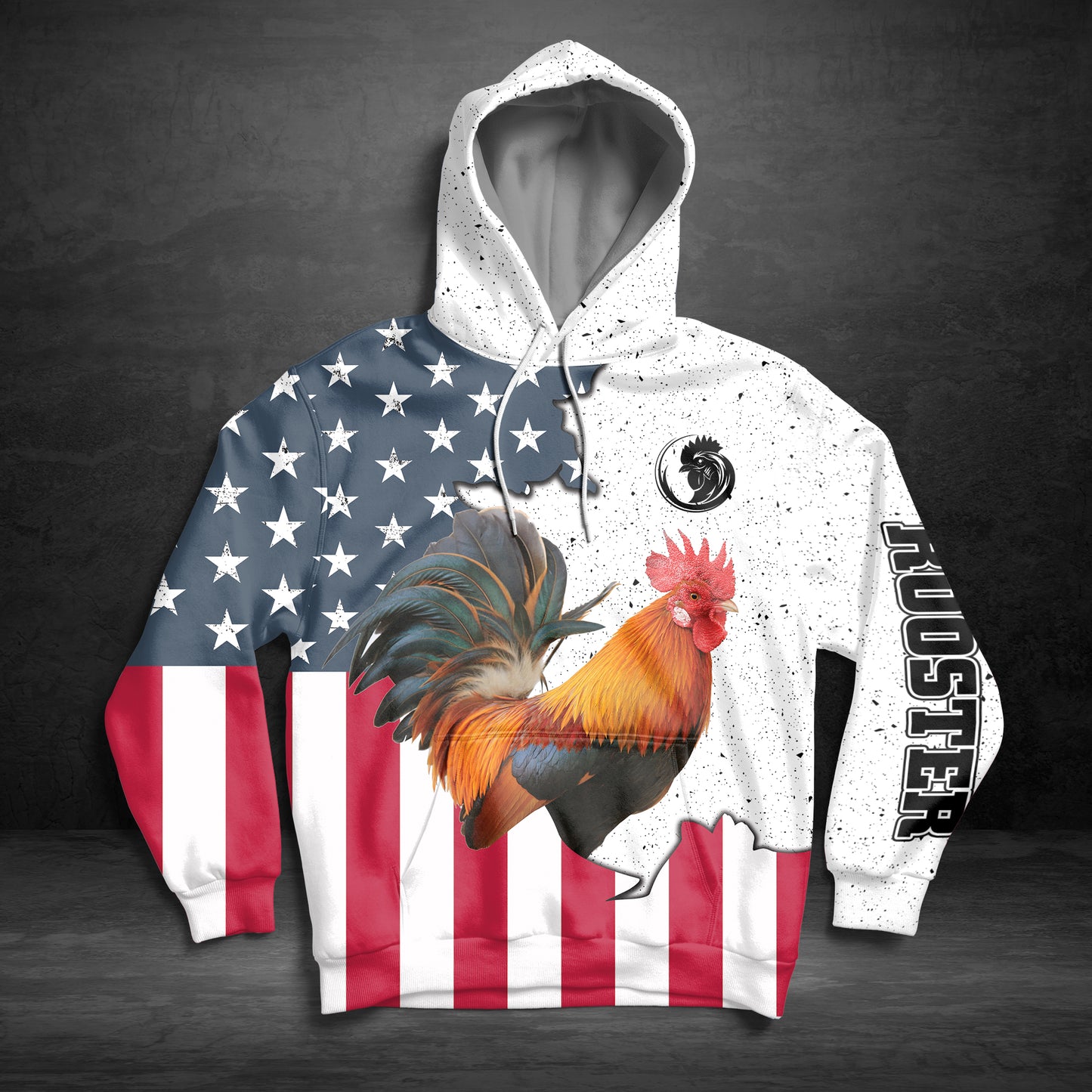 Rooster US Flag G51113 - All Over Print Unisex Hoodie