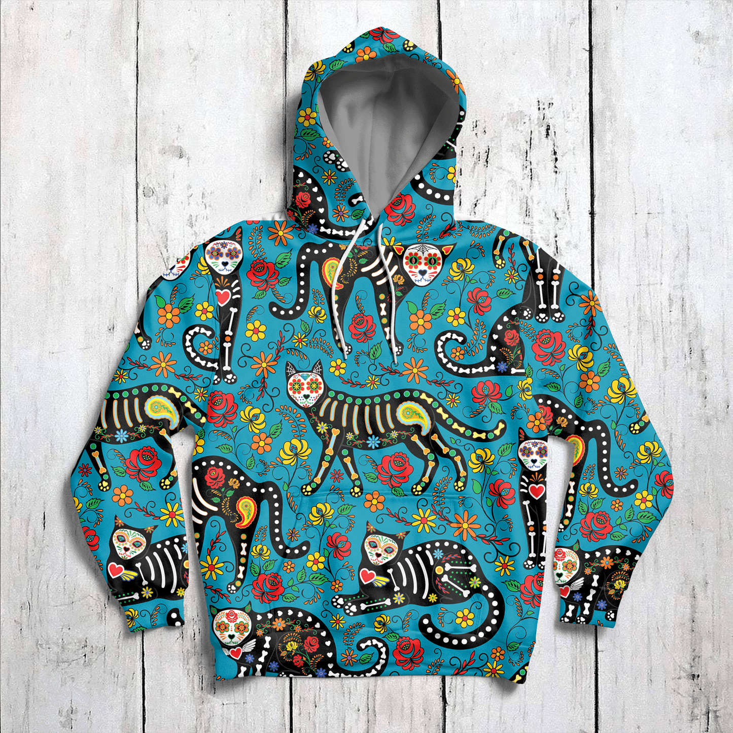 Skull Cat Flower G51113 - All Over Print Unisex Hoodie
