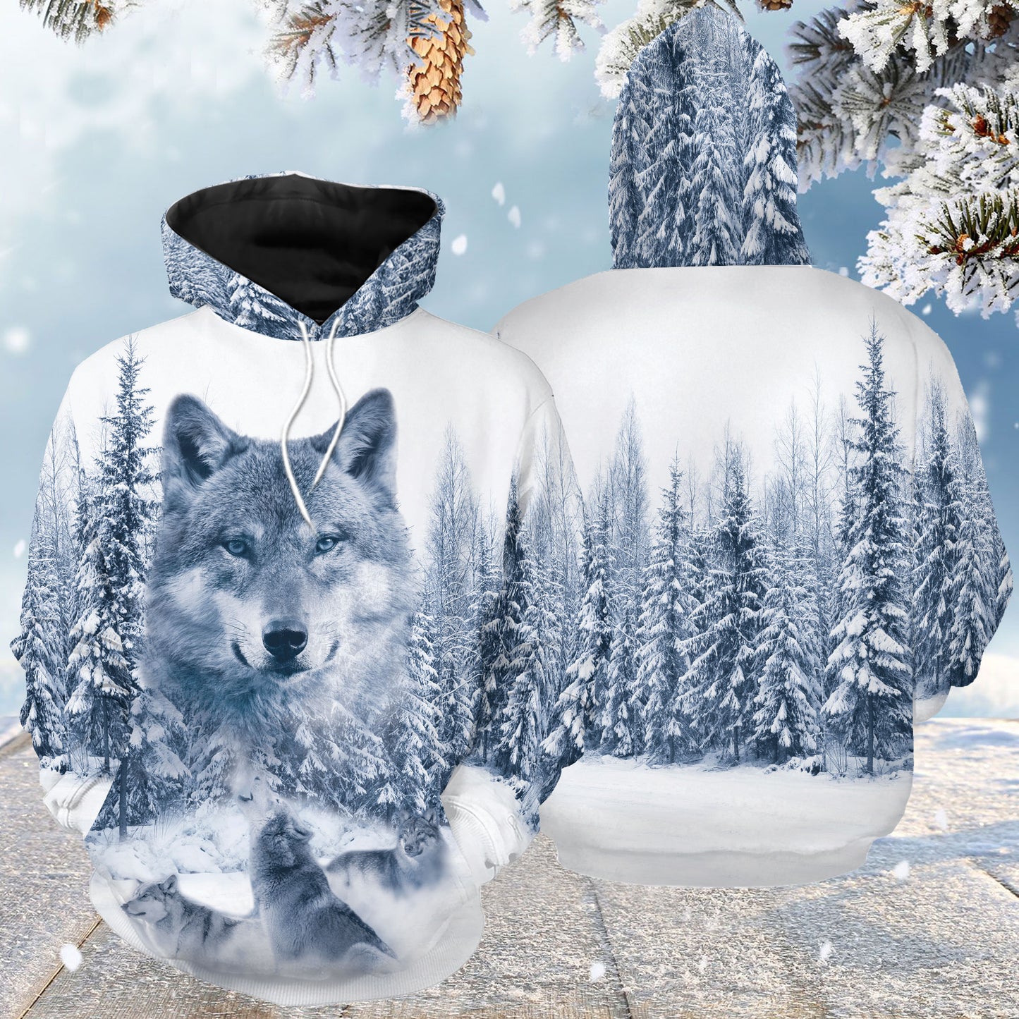 Snow Wolf G51211 unisex womens & mens, couples matching, friends, funny family sublimation 3D hoodie christmas holiday gifts (plus size available)