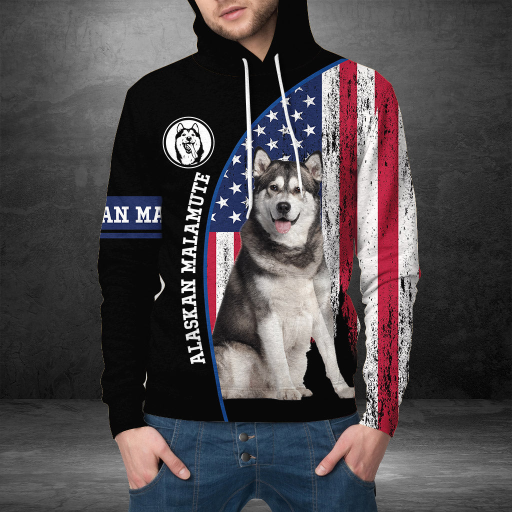 US Flag Alaskan Malamute G51019 - All Over Print Unisex Hoodie