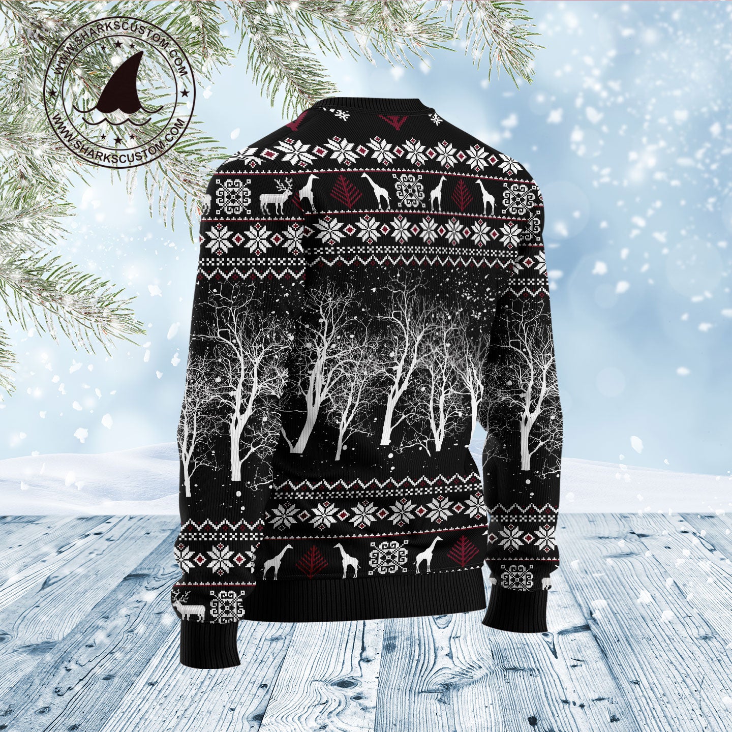 Giraffe and Santa D1011 Ugly Christmas Sweater