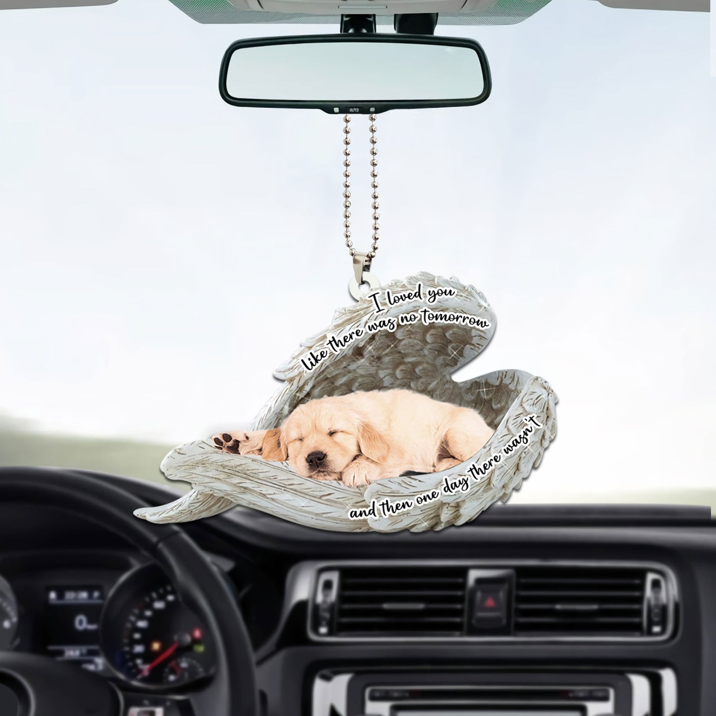 Golden Retriever Sleeping Angel Personalizedwitch Flat Car Ornament
