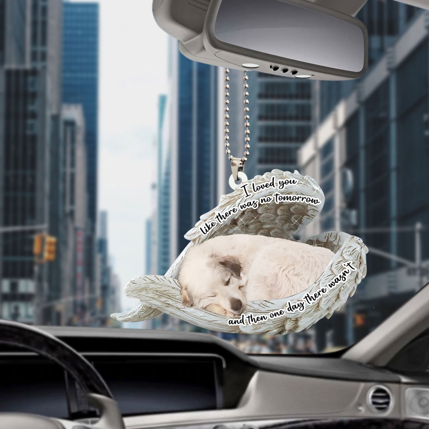 Great Pyrenees Sleeping Angel Dog Personalizedwitch Flat Car Memorial Ornament