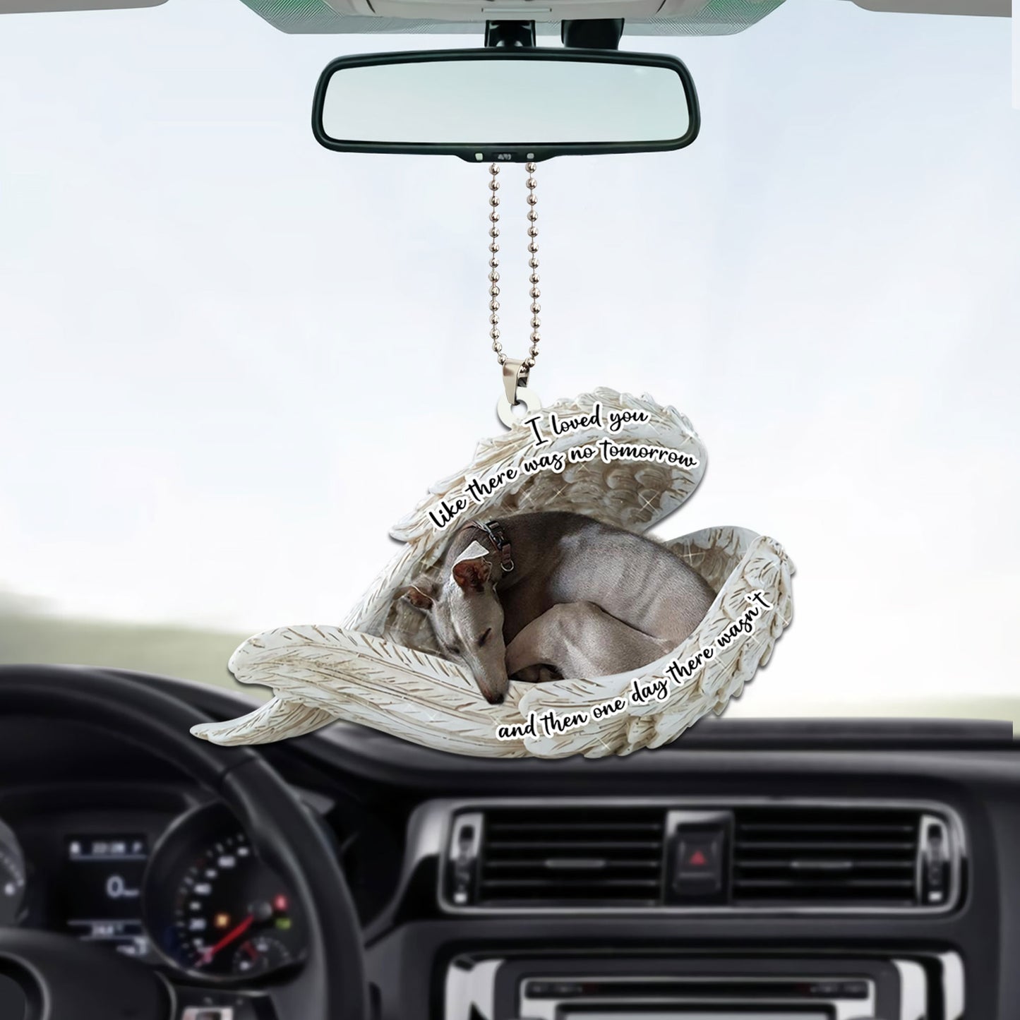 Greyhound Sleeping Angel Personalizedwitch Flat Car Ornament