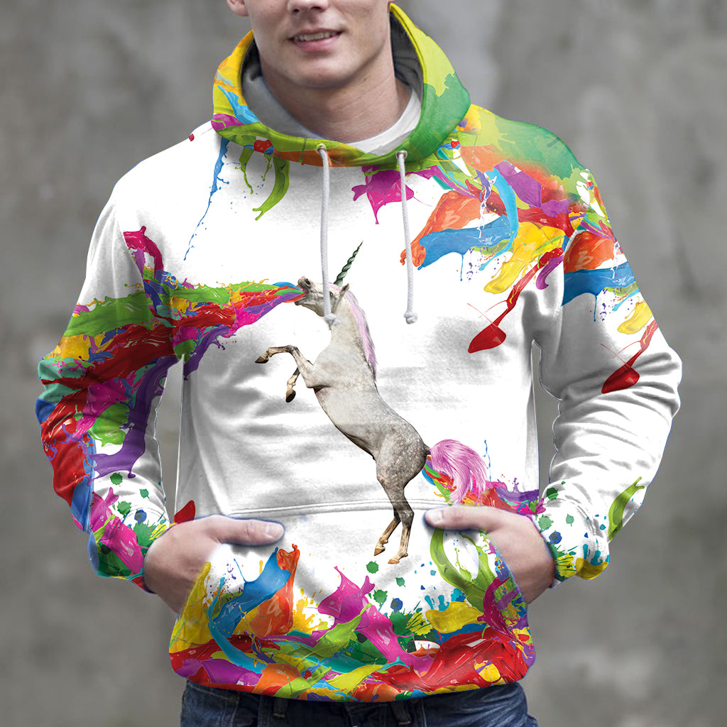 Rainbow Unicorn HT231104 Unisex womens & mens, couples matching, friends, funny family sublimation 3D hoodie christmas holiday gifts (plus size available)