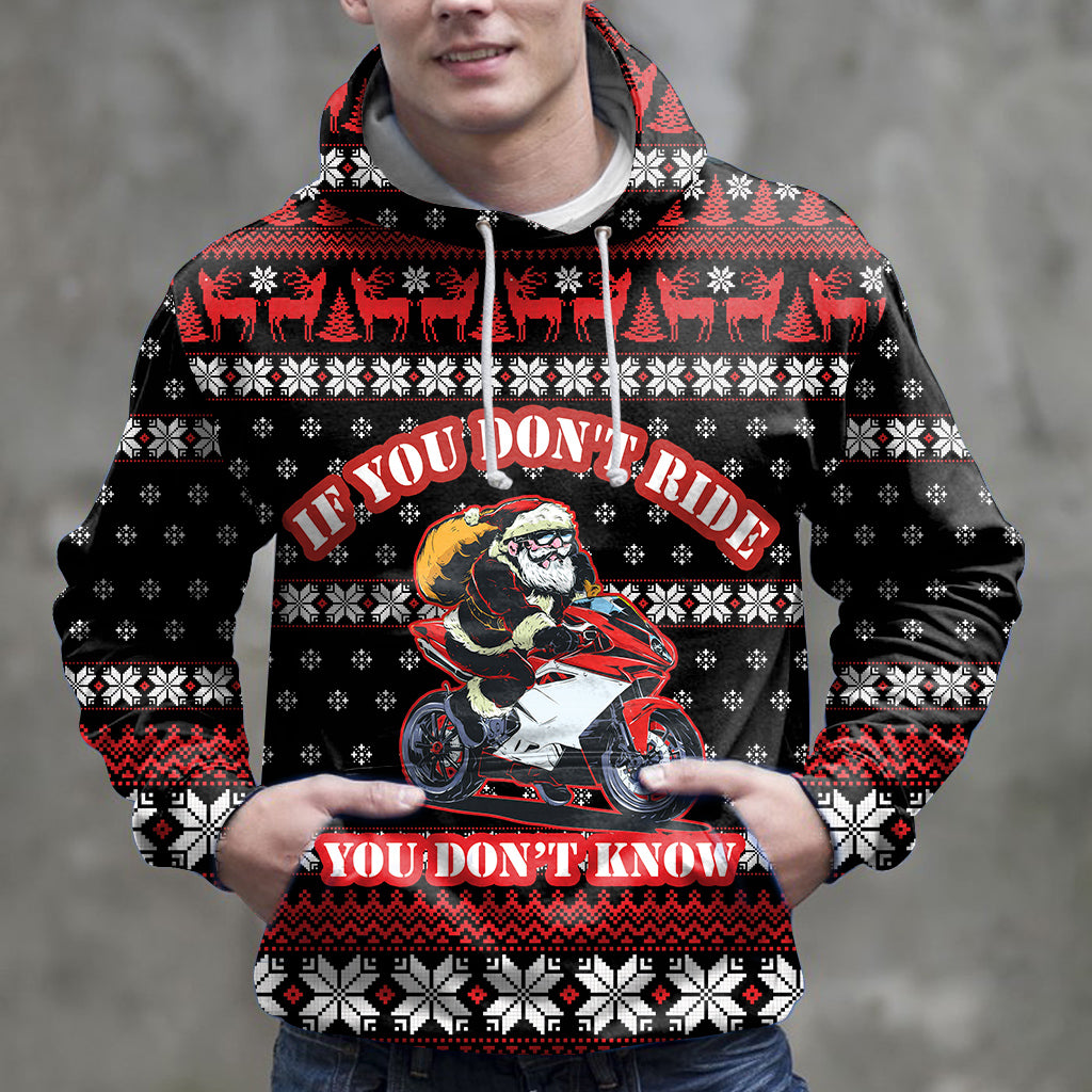 Satan Claus If You Don't Ride You Don't Know HT241102 Unisex womens & mens, couples matching, friends, funny family sublimation 3D hoodie christmas holiday gifts (plus size available)
