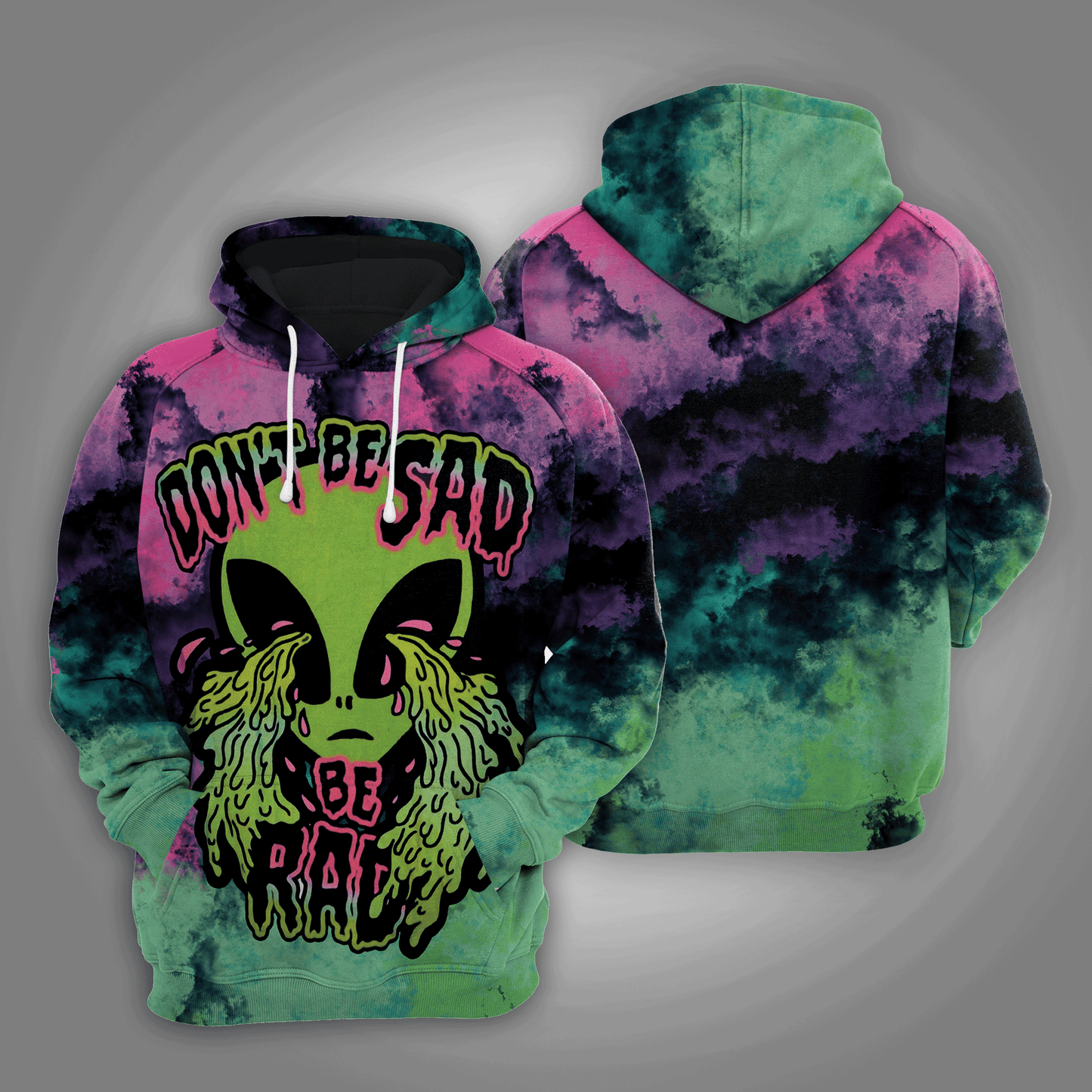 Don't Be Sad Crying Alien HT241120 Unisex womens & mens, couples matching, friends, funny family sublimation 3D hoodie christmas holiday gifts (plus size available)