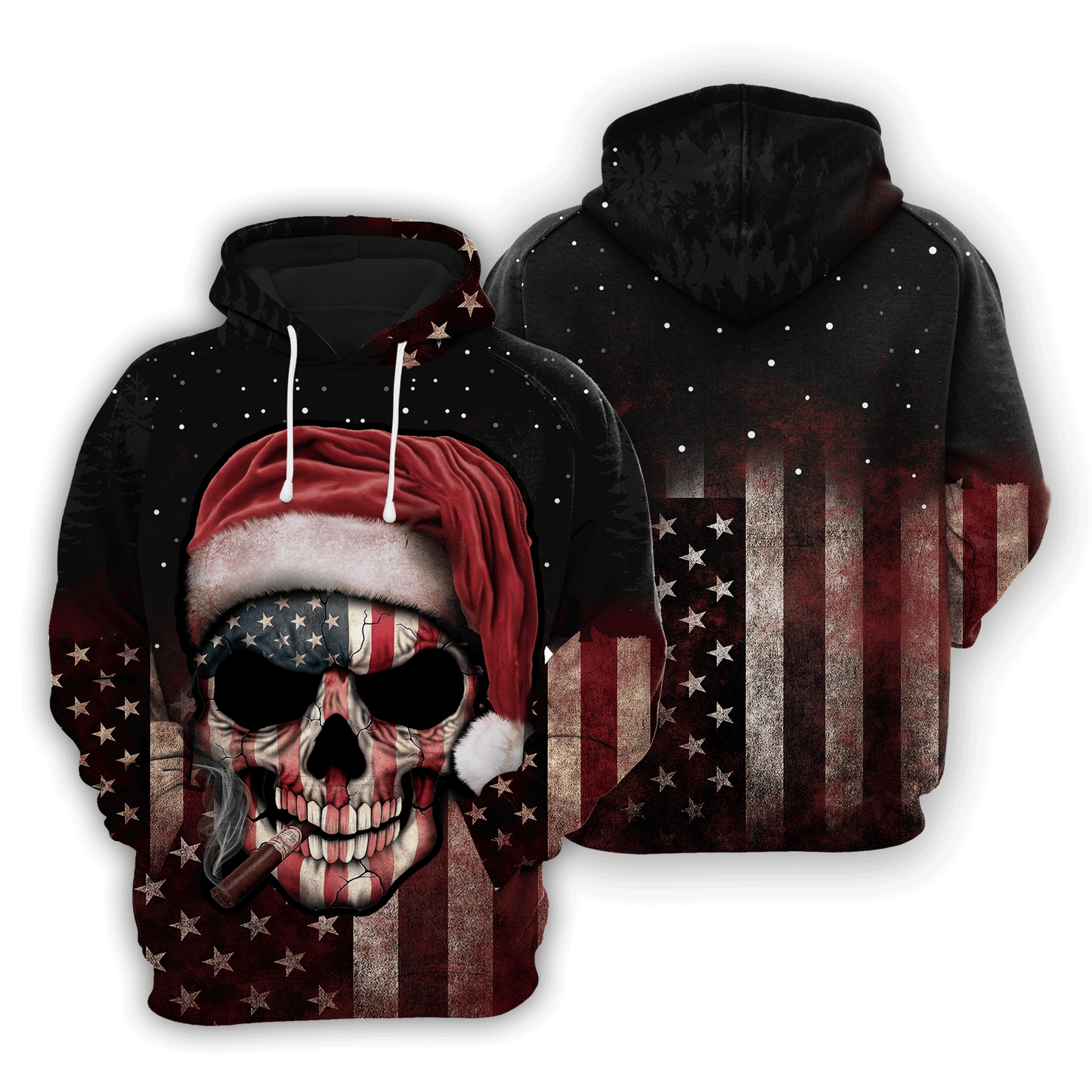 America Skull HT241121 Unisex womens & mens, couples matching, friends, funny family sublimation 3D hoodie christmas holiday gifts (plus size available)