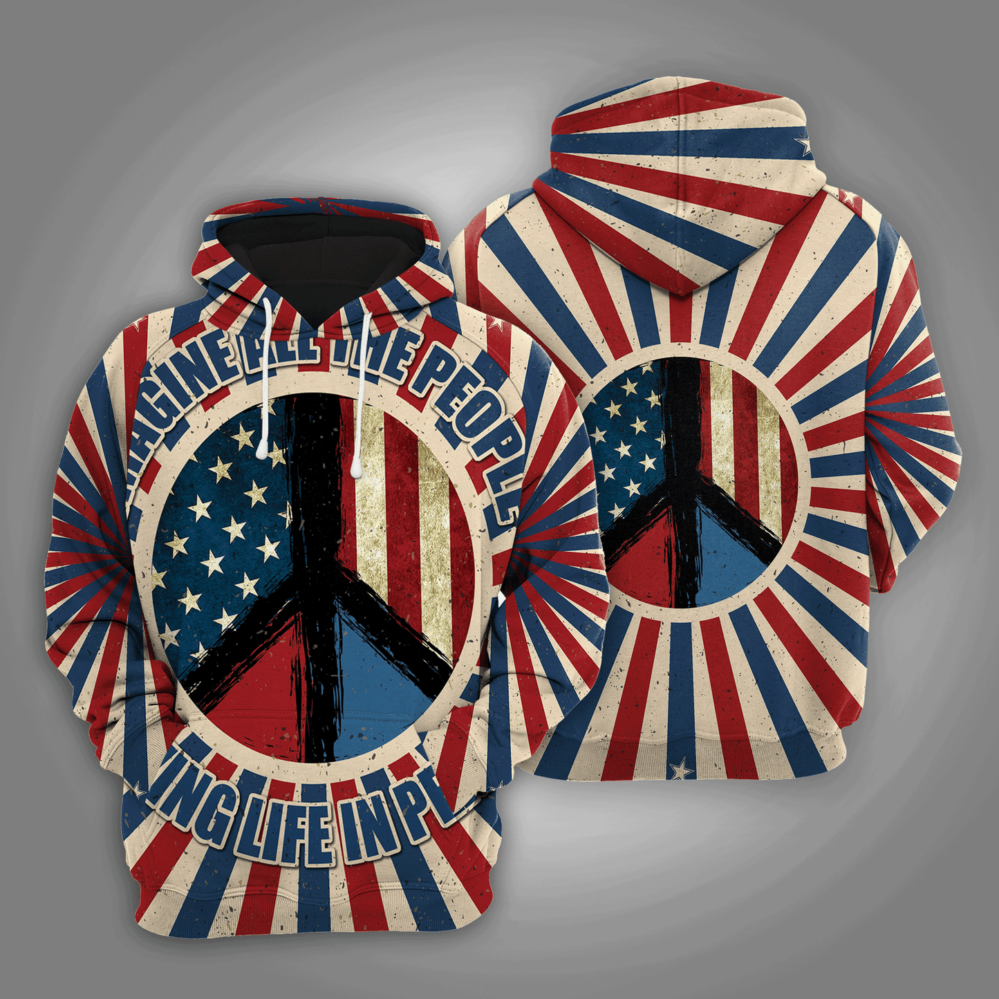 Imagine All The People Living Life In Peace HZ112416 - Unisex womens & mens, couples matching, friends, funny family sublimation 3D hoodie christmas holiday gifts (plus size available)