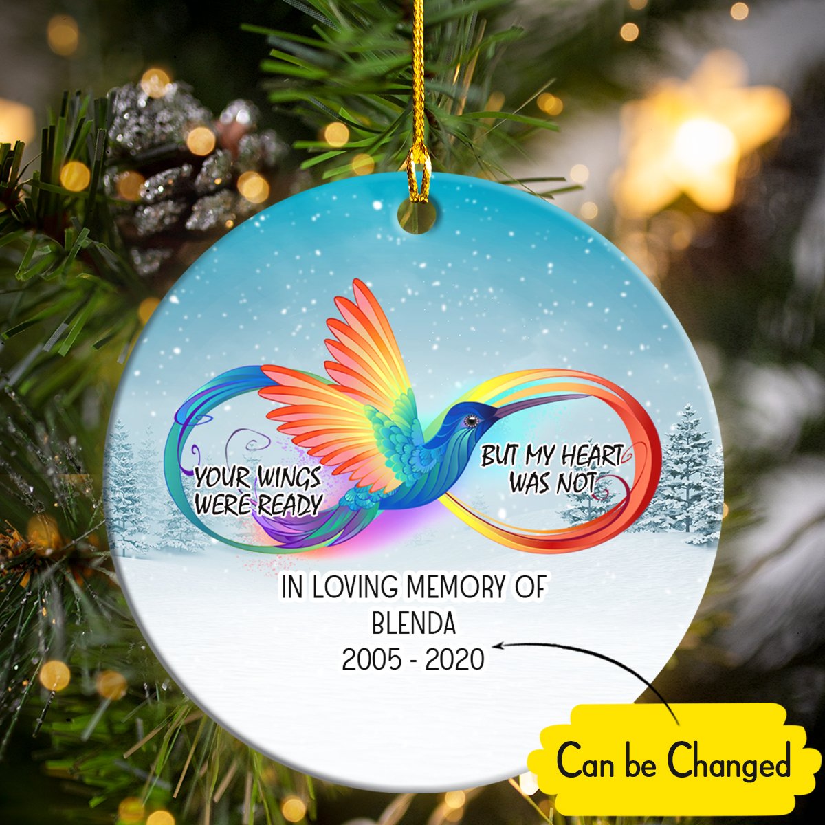 Custom Name And Period In Loving Memory Hummingbird Personalizedwitch Personalized Memorial Christmas Ornament