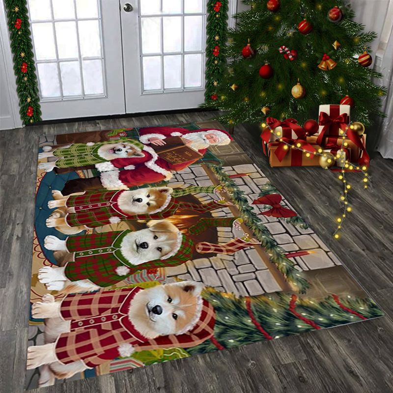 Holiday With Akita Rectangle Rug