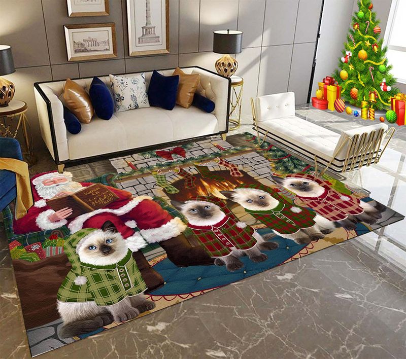 Holiday With Siamese Cat Rectangle Rug