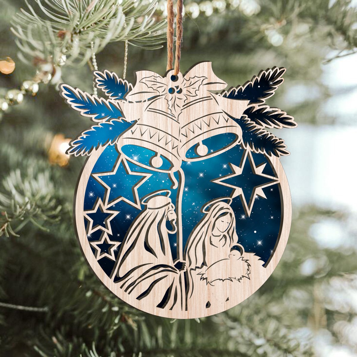 Holy Family Personalizedwitch Layered Wood Ornament