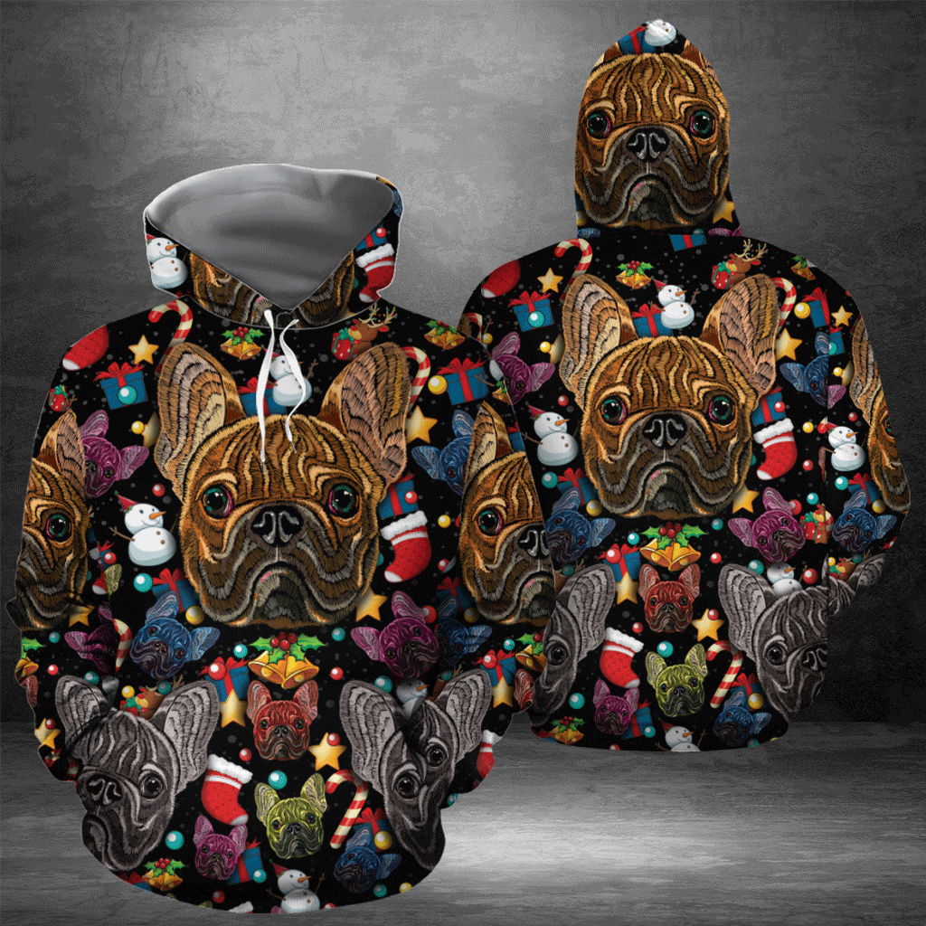 Bulldog Christmas Pattern TY2011 unisex womens & mens, couples matching, friends, funny family sublimation 3D hoodie christmas holiday gifts (plus size available)