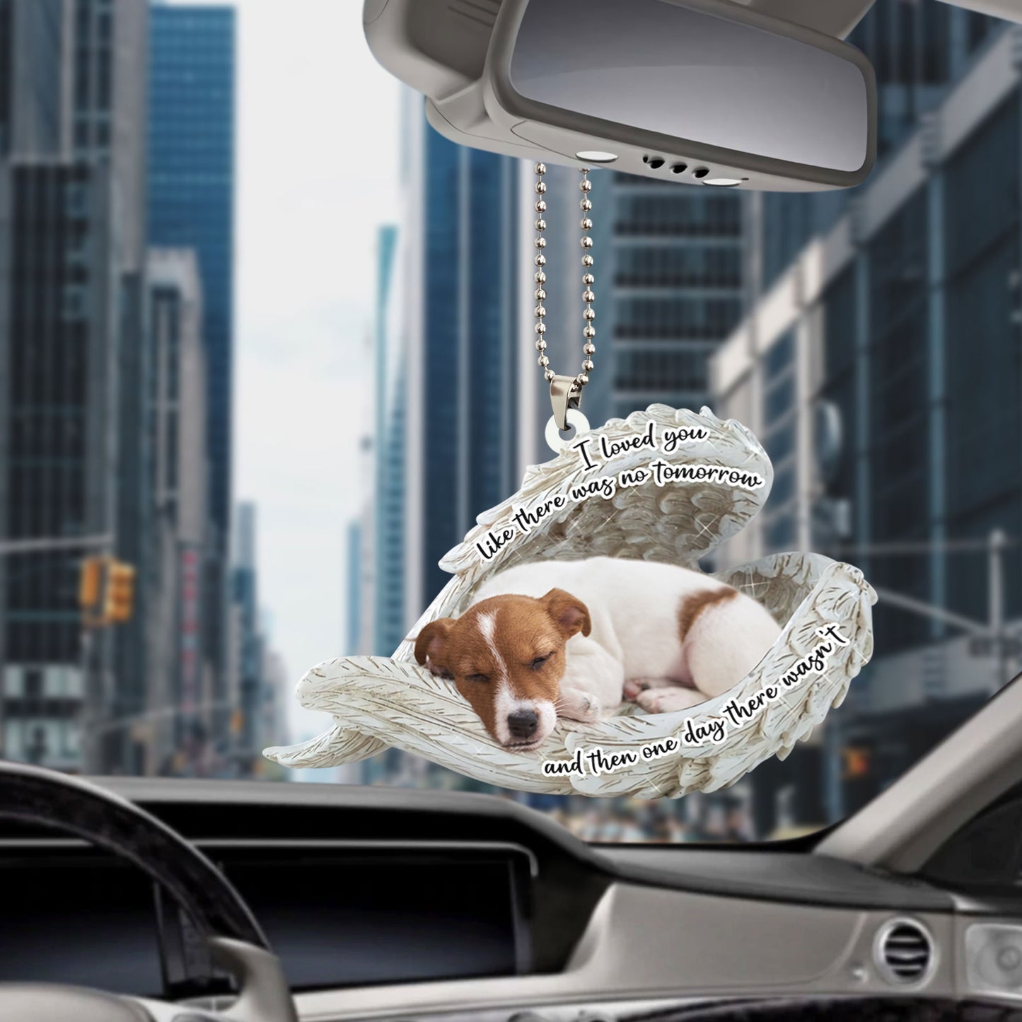 Jack Russell Terrier Sleeping Angel Personalizedwitch Flat Car Ornament