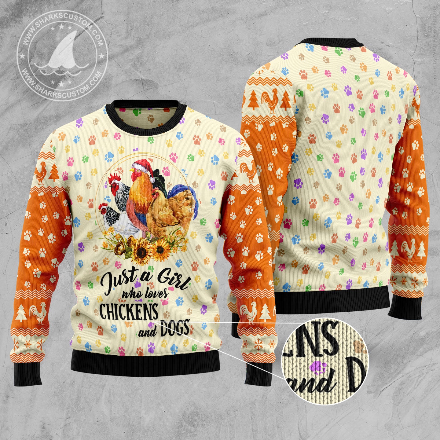 Just A Girl Who Loves Chickens And Dogs TG5114 Ugly Christmas Sweater