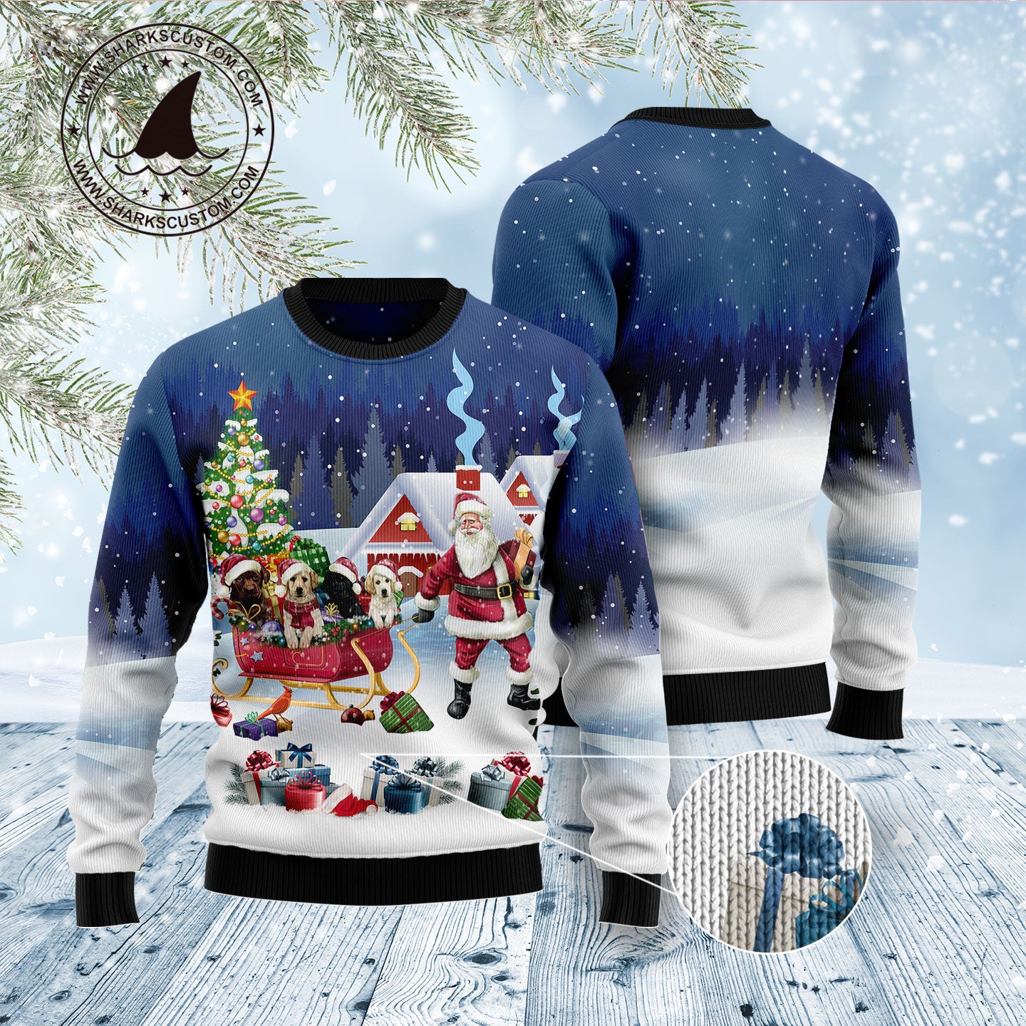 Labrador Retriever Santa Sled D1311 Ugly Christmas Sweater