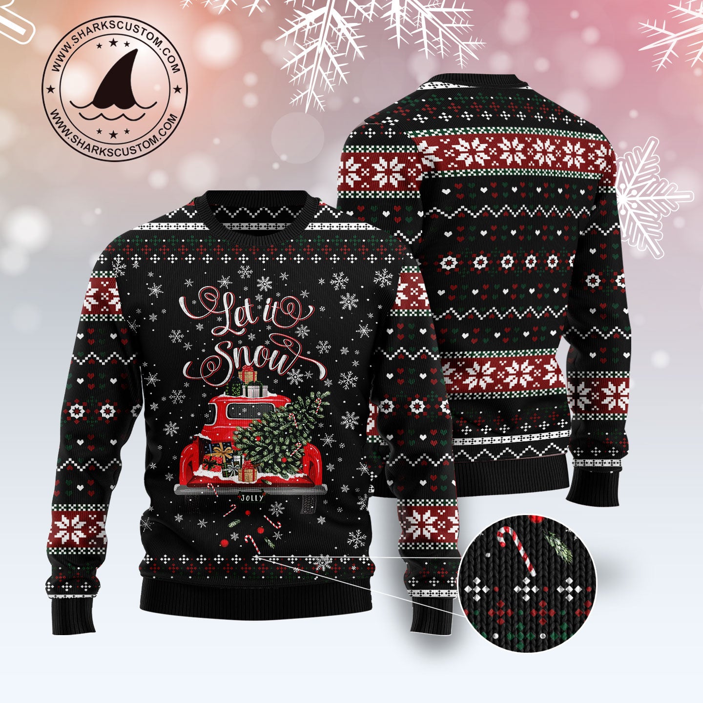 Let It Snow Red Truck G51016 - Ugly Christmas Sweater