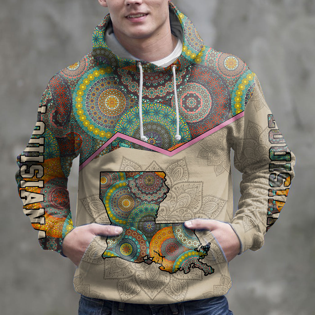 Amazing Lousiana Mandala MH91221 unisex womens & mens, couples matching, friends, funny family sublimation 3D hoodie christmas holiday gifts (plus size available)