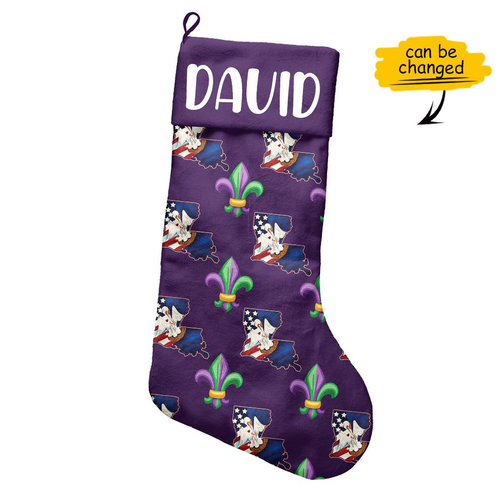 Louisiana Fleur De Lis Mardi Custom Name Personalizedwitch Christmas Stocking