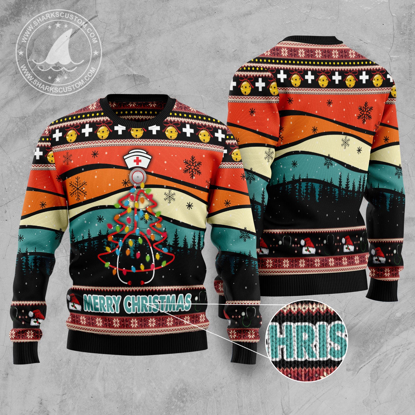 Merry Christmas Nurse TG5121 unisex womens & mens, couples matching, friends, nurse lover, funny family ugly christmas holiday sweater gifts (plus size available)