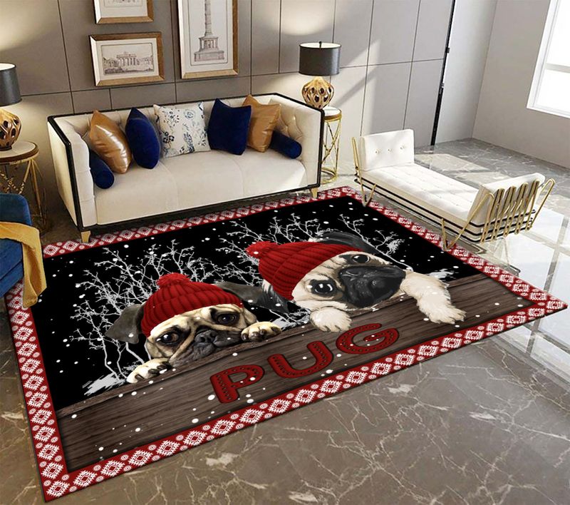 Merry Christmas Pug - Rectangle Rug