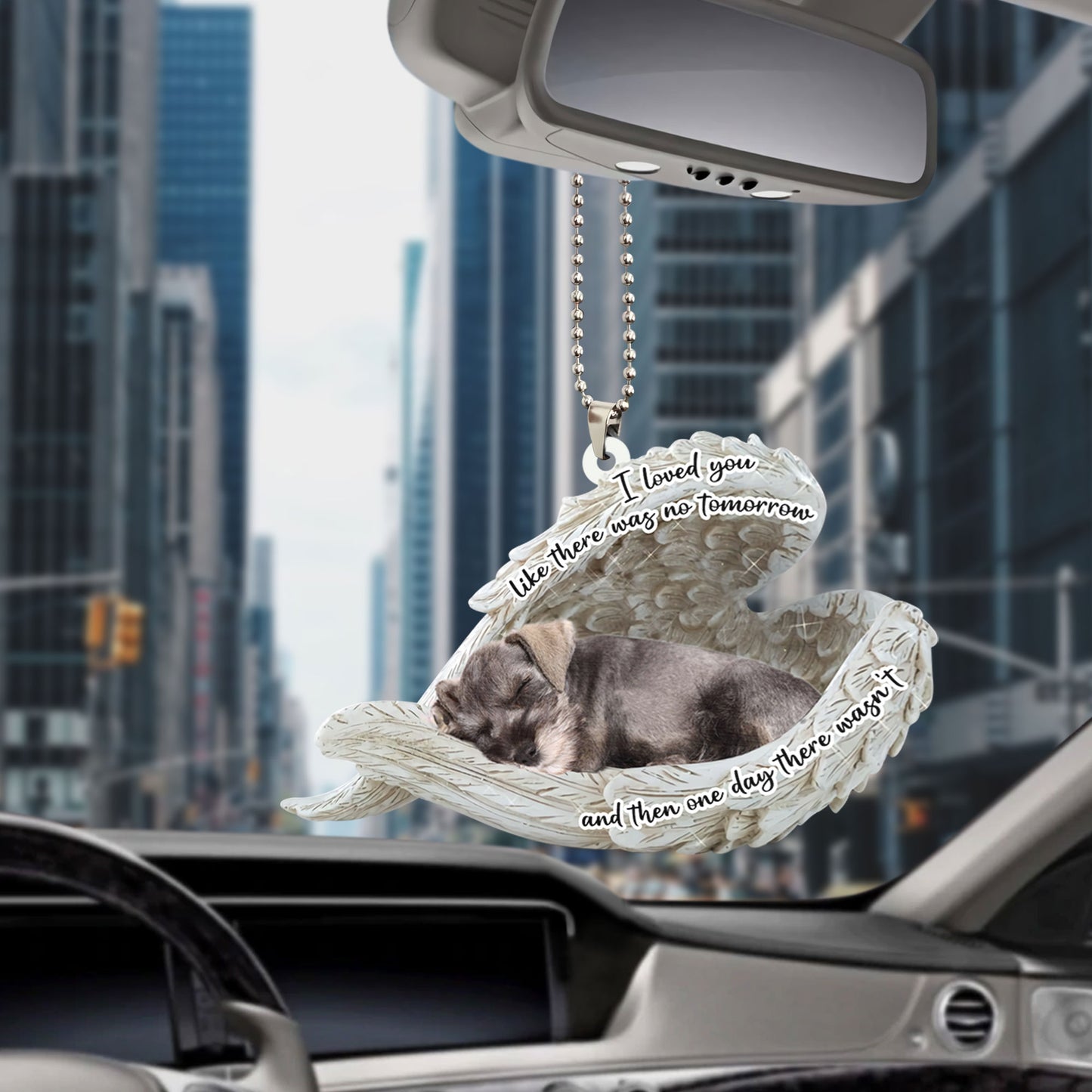 Miniature Schnauzer Sleeping Angel Personalizedwitch Flat Car Ornament