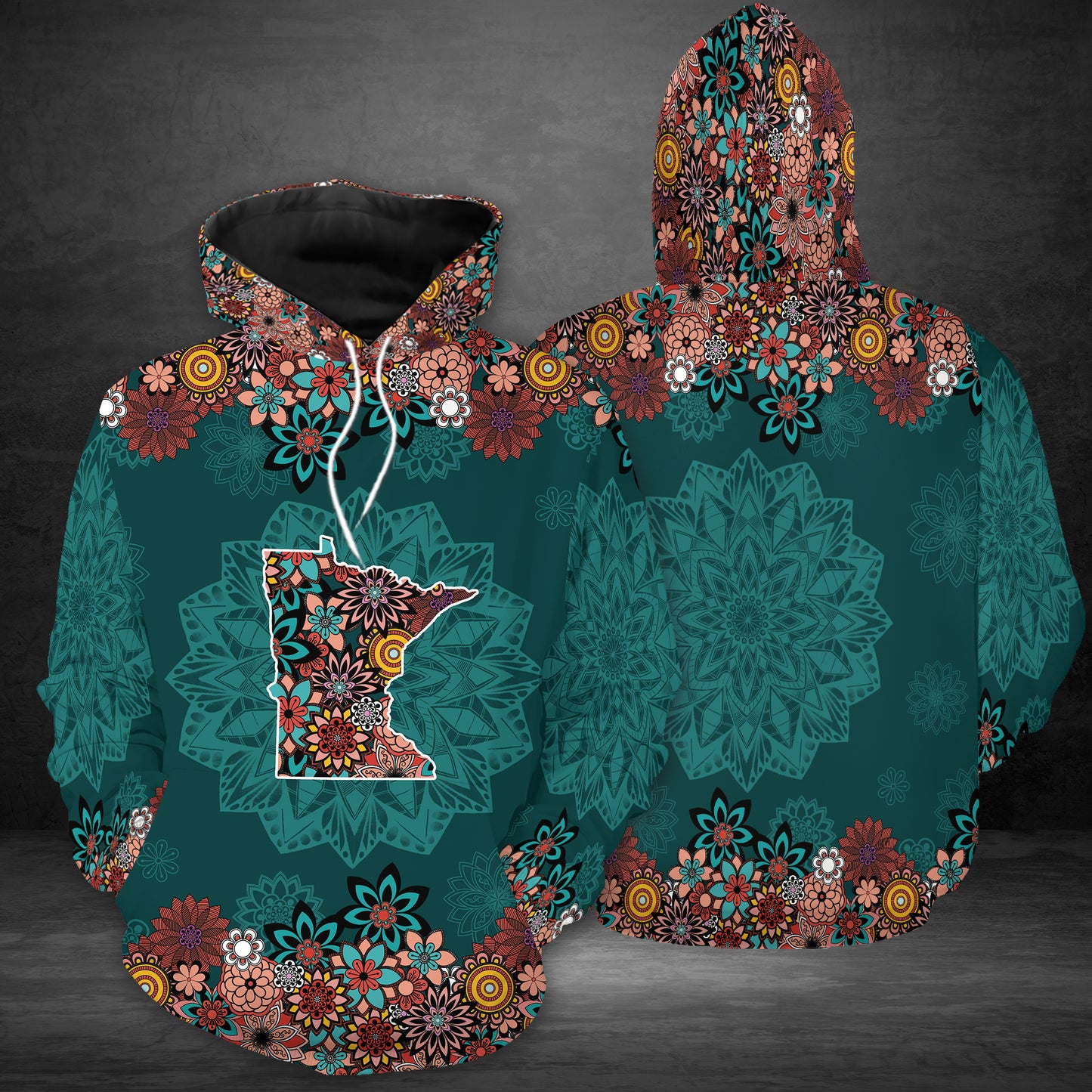 Minnesota Floral Mandala G5105 - All Over Print Unisex Hoodie