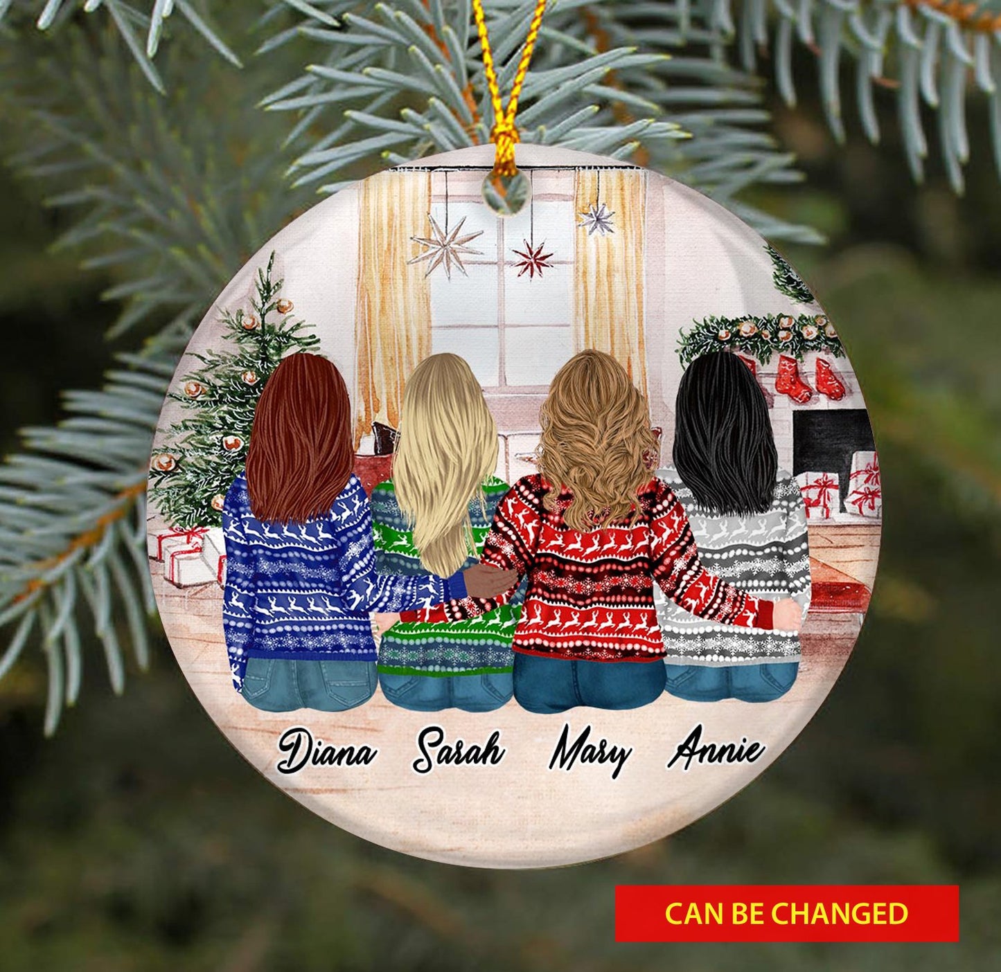 Custom Names Best Friends, Sisters, Besties Gift Personalizedwitch Personalized Christmas Ornament